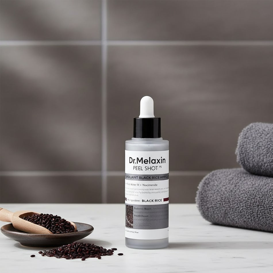 Dr. Melaxin Korean Black Rice Peeling Ampoule - Exfoliating Face Remove Dead Skin Cells Blackheads Facial Skincare