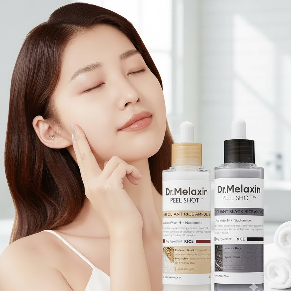 Dr. Melaxin Korean Black Rice Peeling Ampoule - Exfoliating Face Remove Dead Skin Cells Blackheads Facial Skincare
